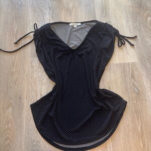 Green Envelope Black and White Polka dot Top